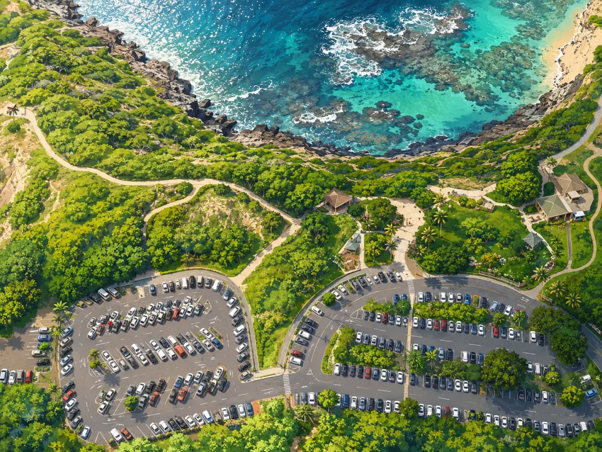 Hanauma Bay parking and entrance area