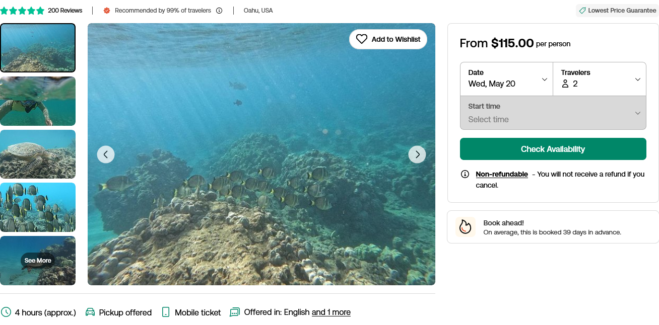 Guided Hanauma Bay snorkeling tour with transportation